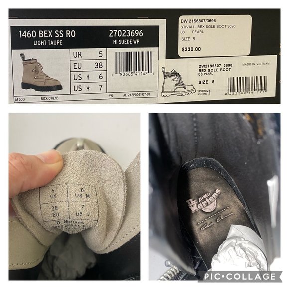 NIB Dr. Martens x Rick Owens 1460 Beck Boots Shoes - Picture 6 of 14
